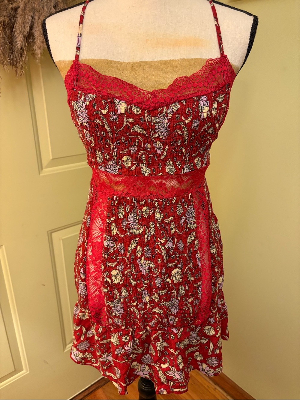 FREE PEOPLE Last Night Smocked Mini Dress size S
